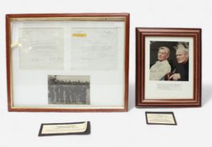 Sir Douglas Bader (1910-1982), two framed montages relating to the flying ace, comprising two