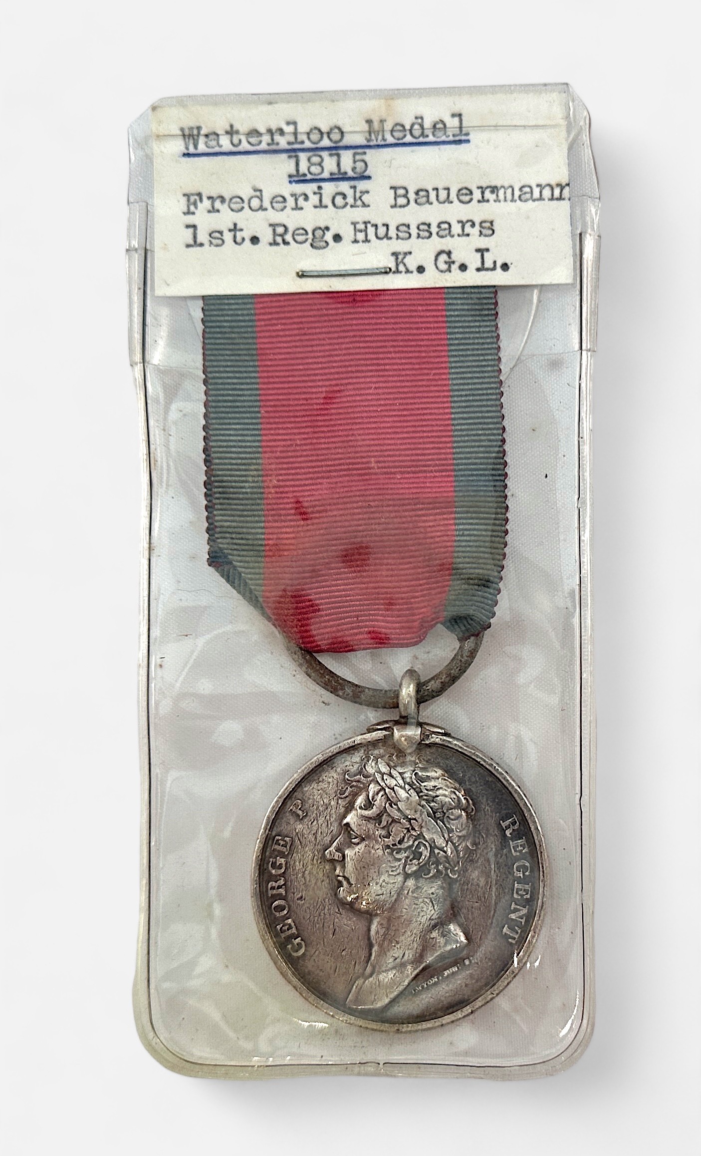 THE WATERLOO MEDAL 1815, named to Frederick Baurmann 1st Regiment Hussars K.G.L. (Kings German - Image 4 of 7