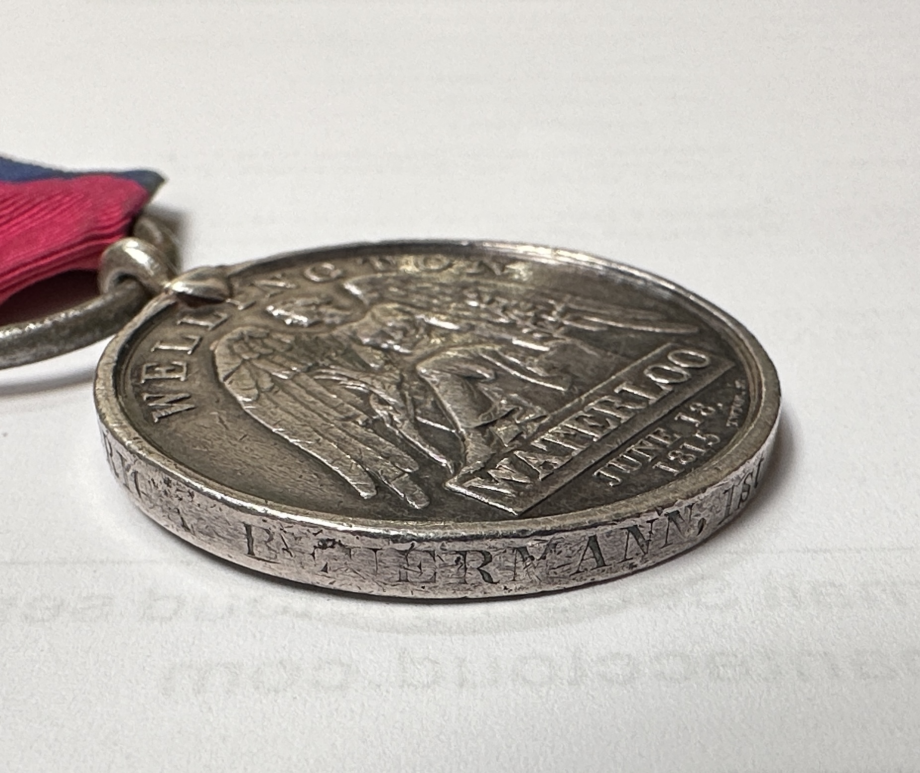 THE WATERLOO MEDAL 1815, named to Frederick Baurmann 1st Regiment Hussars K.G.L. (Kings German - Image 6 of 7