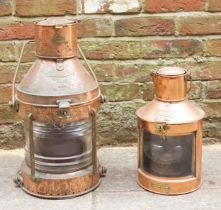 A Meteorite copper and brass ships oil lantern, with metal plaque numbered 116479, together with