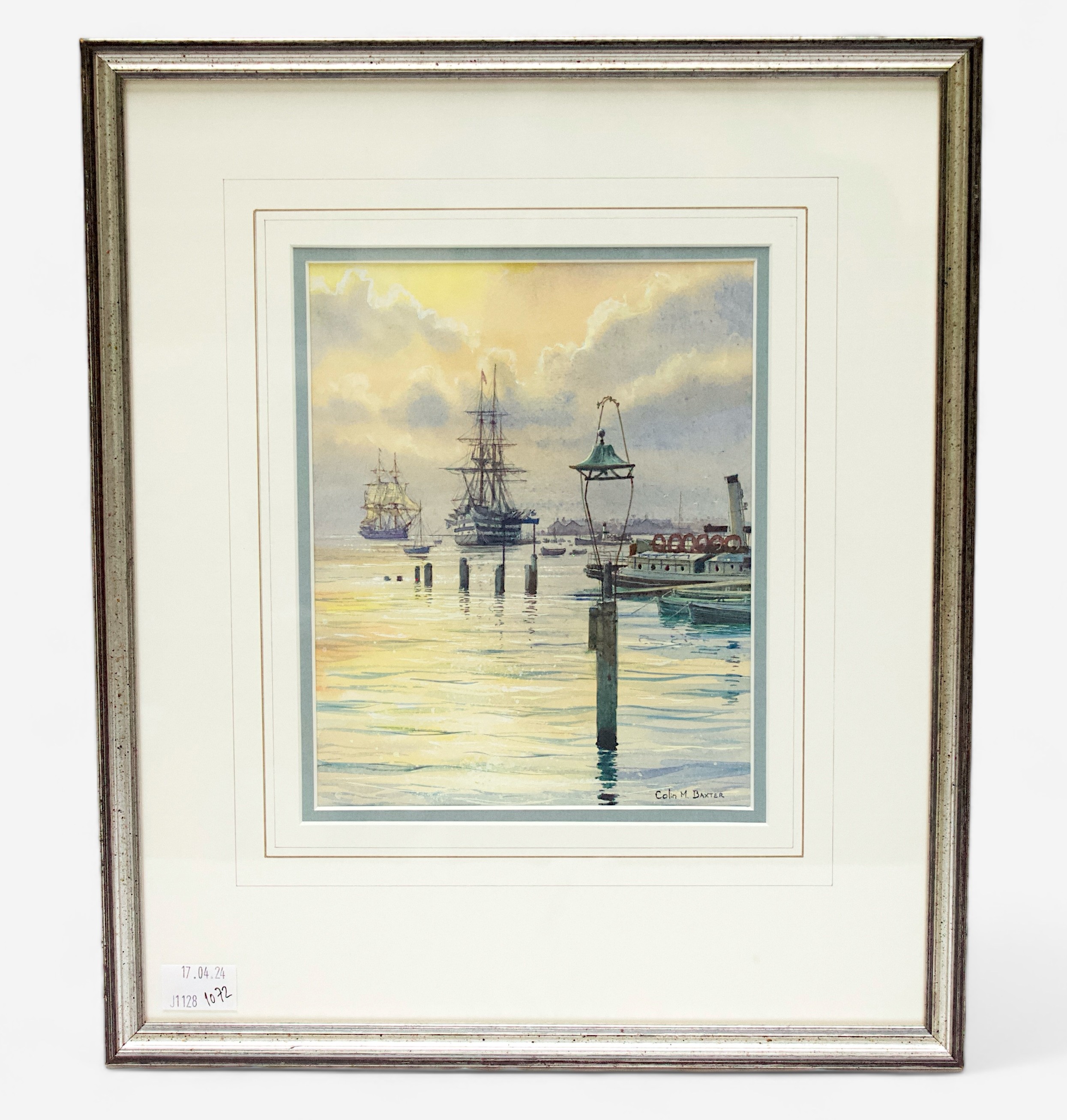 Colin M. Baxter (b.1963), ‘HMS St Vincent off Gosport with The Brig Martin circa 1900,’ signed,
