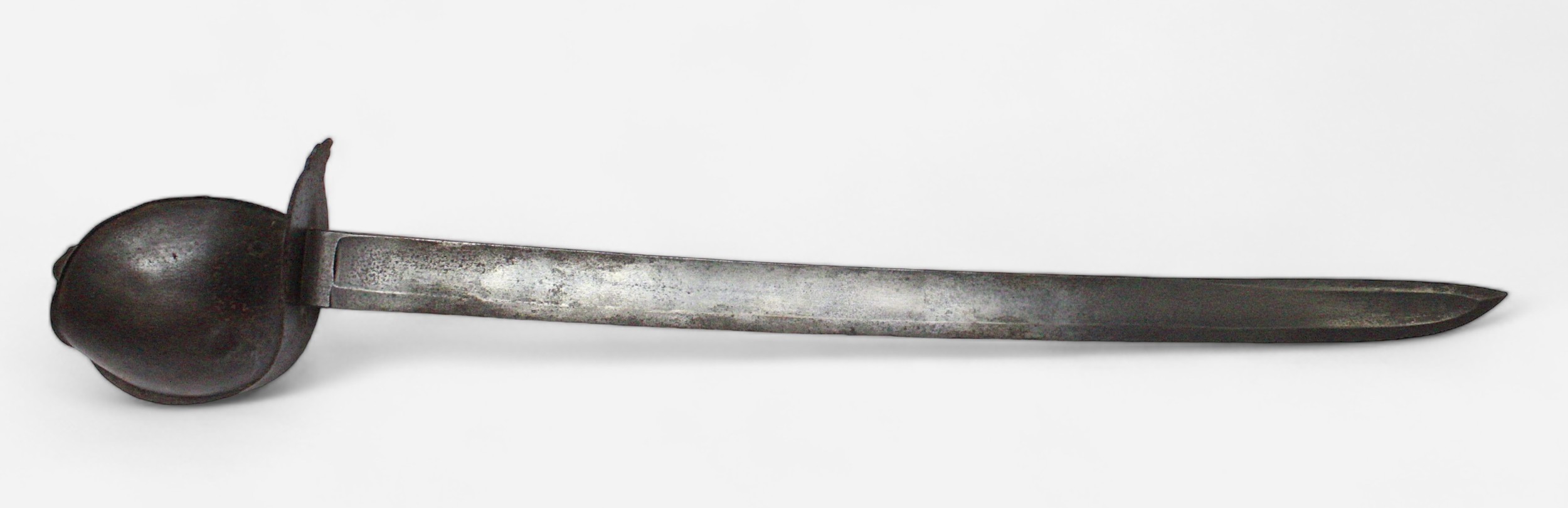 An early 19th Century French iron Hilted Naval Cutlas, Model (1802), 67cm slightly curved blade with