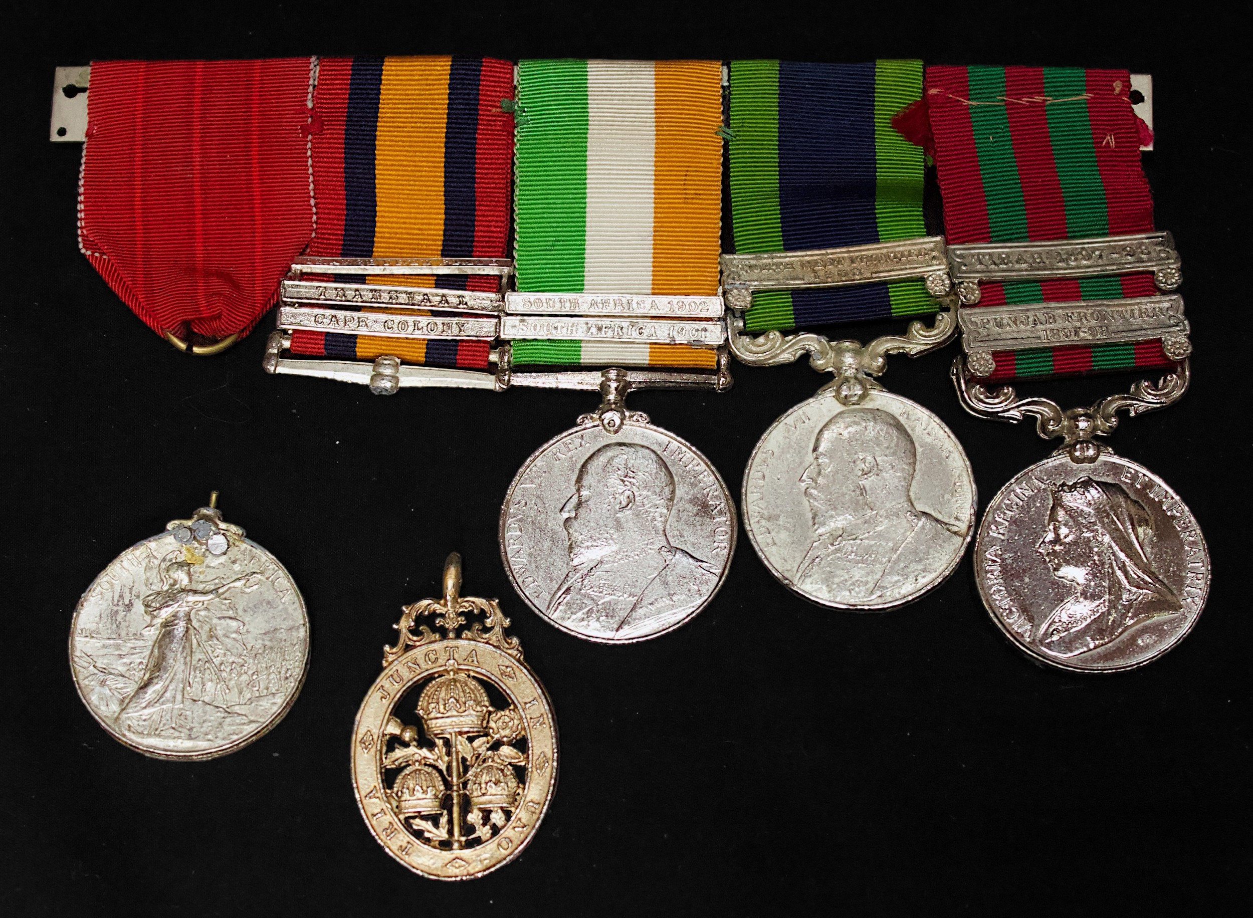 Five Medal group with GCB (Civil), Queen's SA Medal with three bars, King's SA medal 2 bars, India