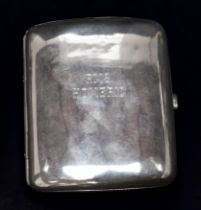 A silver cigarette case by Sampson Mordan & Co. Engraved to front ‘RMS Homeric’, a White Star Line
