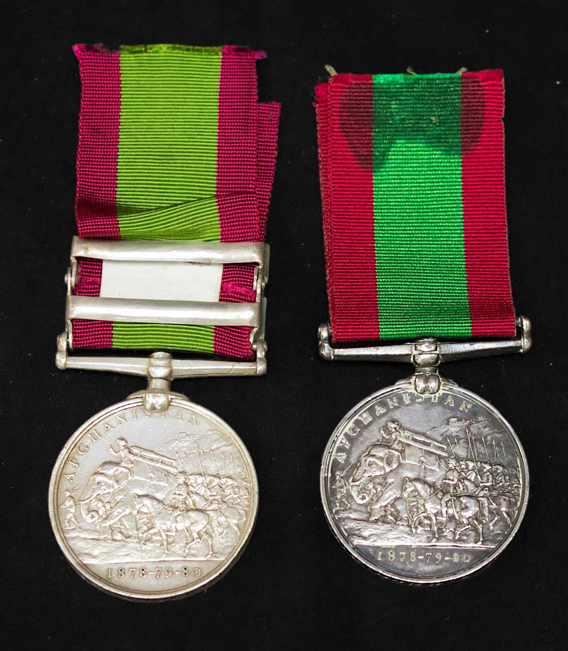 Two Afghanistan Medals 1881, with Kabul and Kandahar Clasps to 1380 Pte McMessage 9th Lancers, and - Image 2 of 5