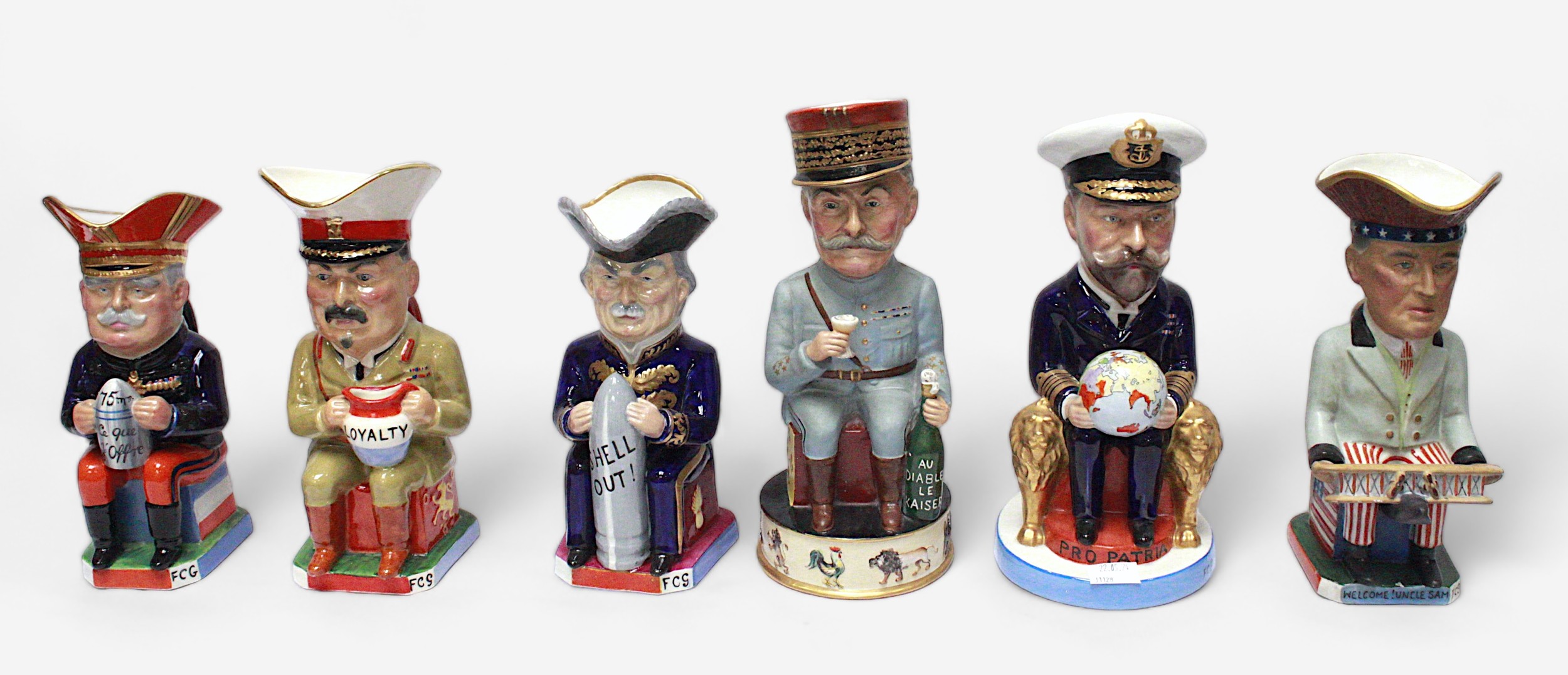 A complete set of eleven Wilkinson Royal Staffordshire pottery Toby Jugs depicting Allied war - Image 2 of 4