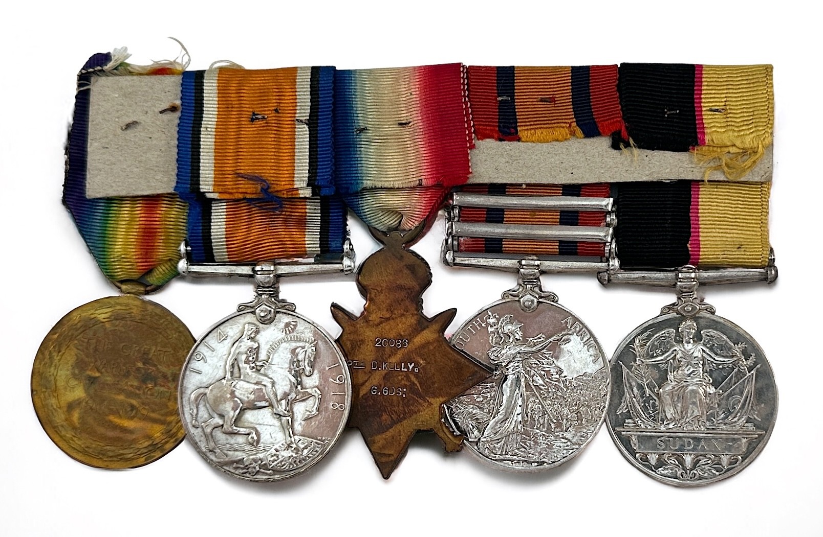 A Five medal group to Grenadier Guards: 6464 Daniel Kelly, comprising Sundan medal and Queen's South - Image 2 of 2