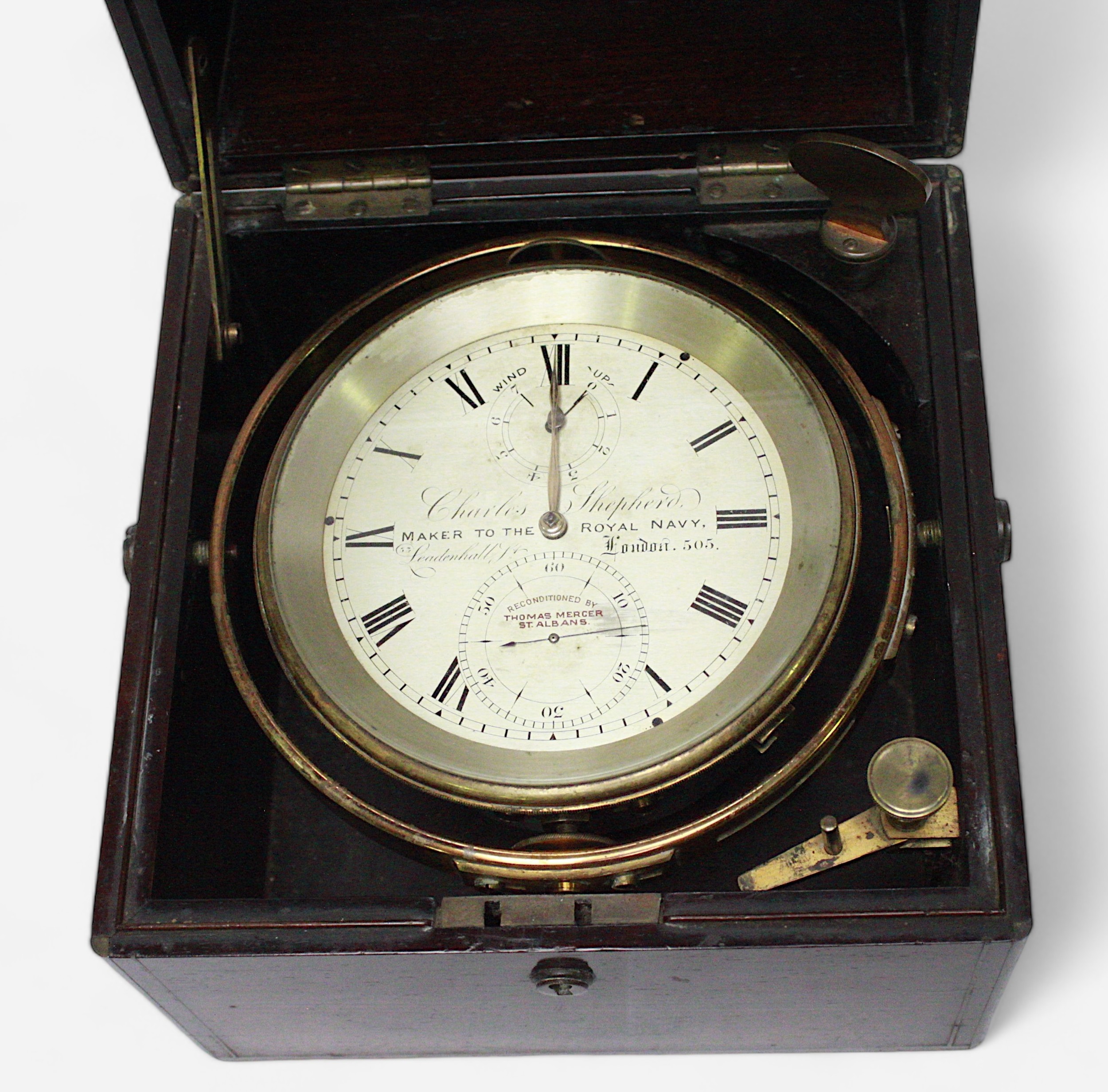 A 19th Century rosewood two-day marine chronometer by Charles Shepherd, London, the four-inch, round