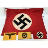 A German WWII double-sided NSDAP flag, stamped with German Labour Front (DAF) mark, 49cm x 65cm,