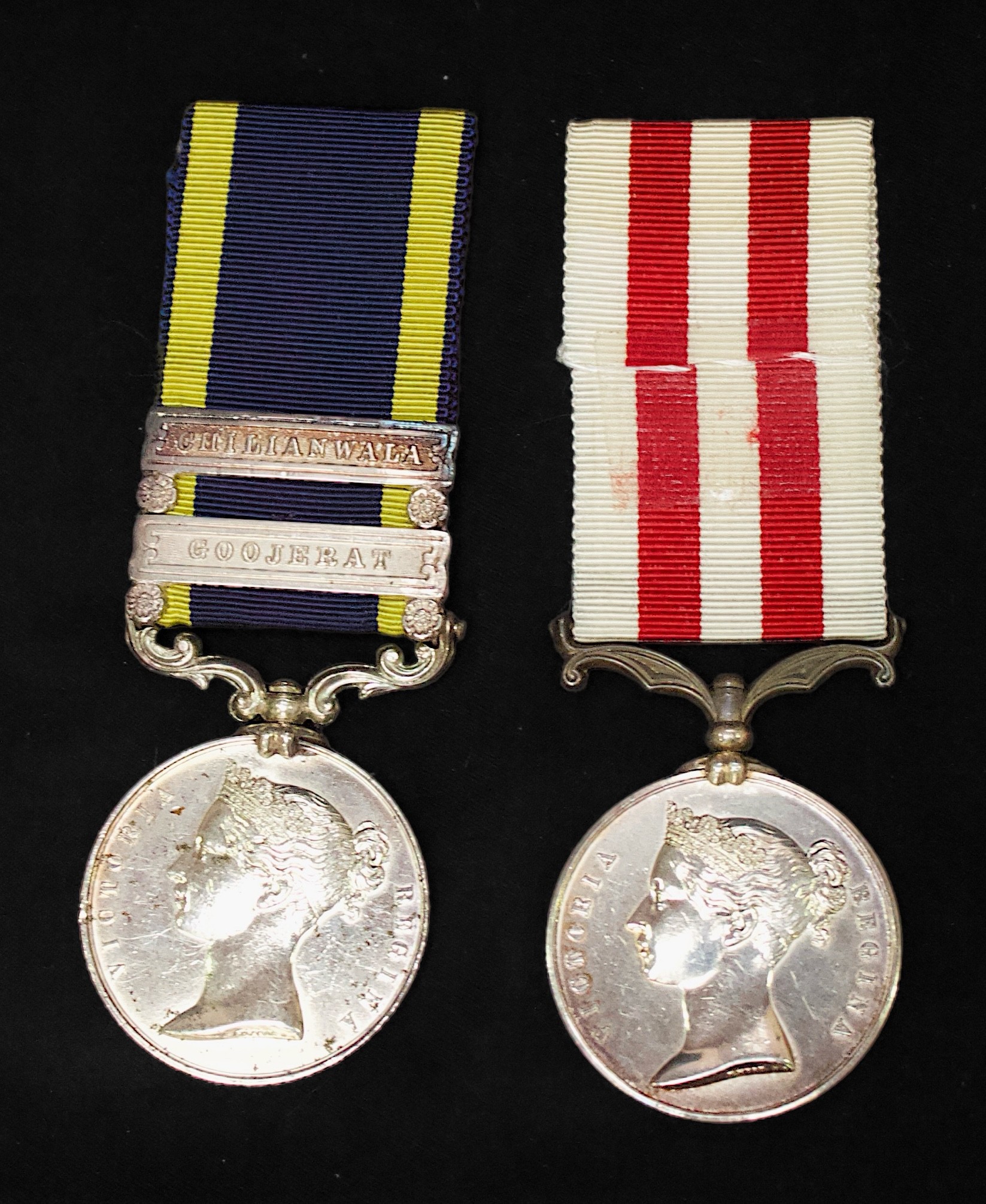 A Queen Victoria Punjab Medal with 'Goojerat' and 'Chilianwala' Clasps and Indian Mutiny Medal