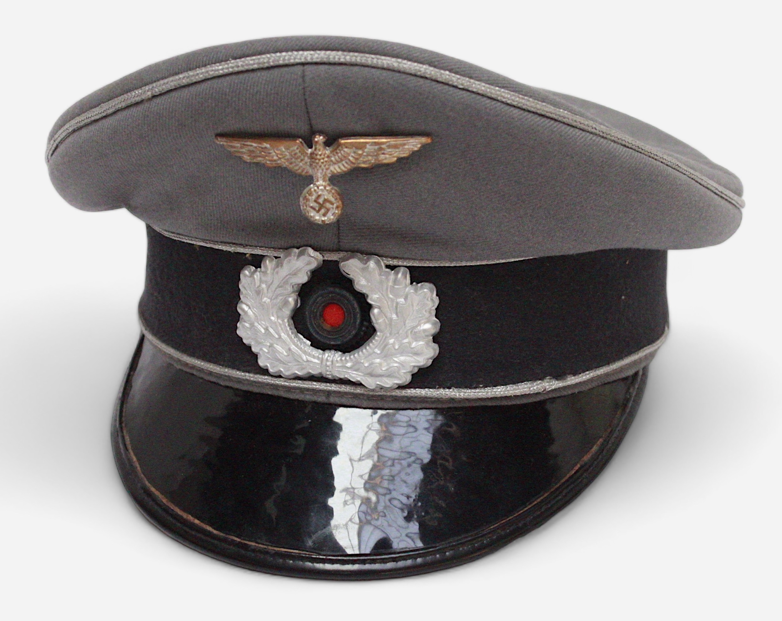 WWII German Officer's Cap, with silver piping, (af).