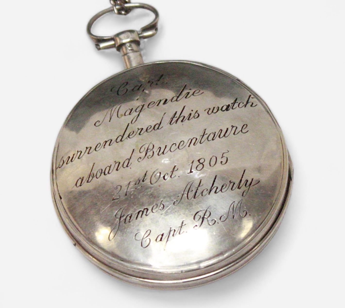 Battle of Trafalgar Interest: A late 18th/early 19th Century silver cased open-face pocket watch, - Image 3 of 8