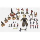 Approximately 30 painted lead/pewter soldiers, including Marines, Guardsmen, etc and a 1930s soft-