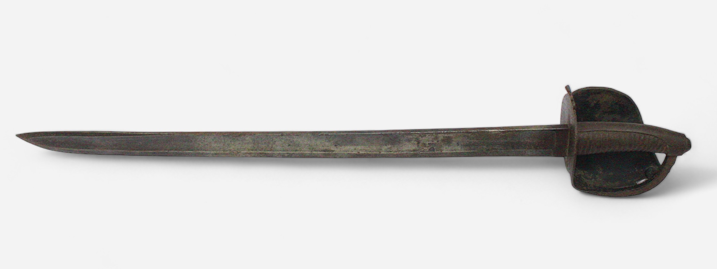 An early 19th Century French iron Hilted Naval Cutlas, Model (1802), 67cm slightly curved blade with - Image 2 of 3