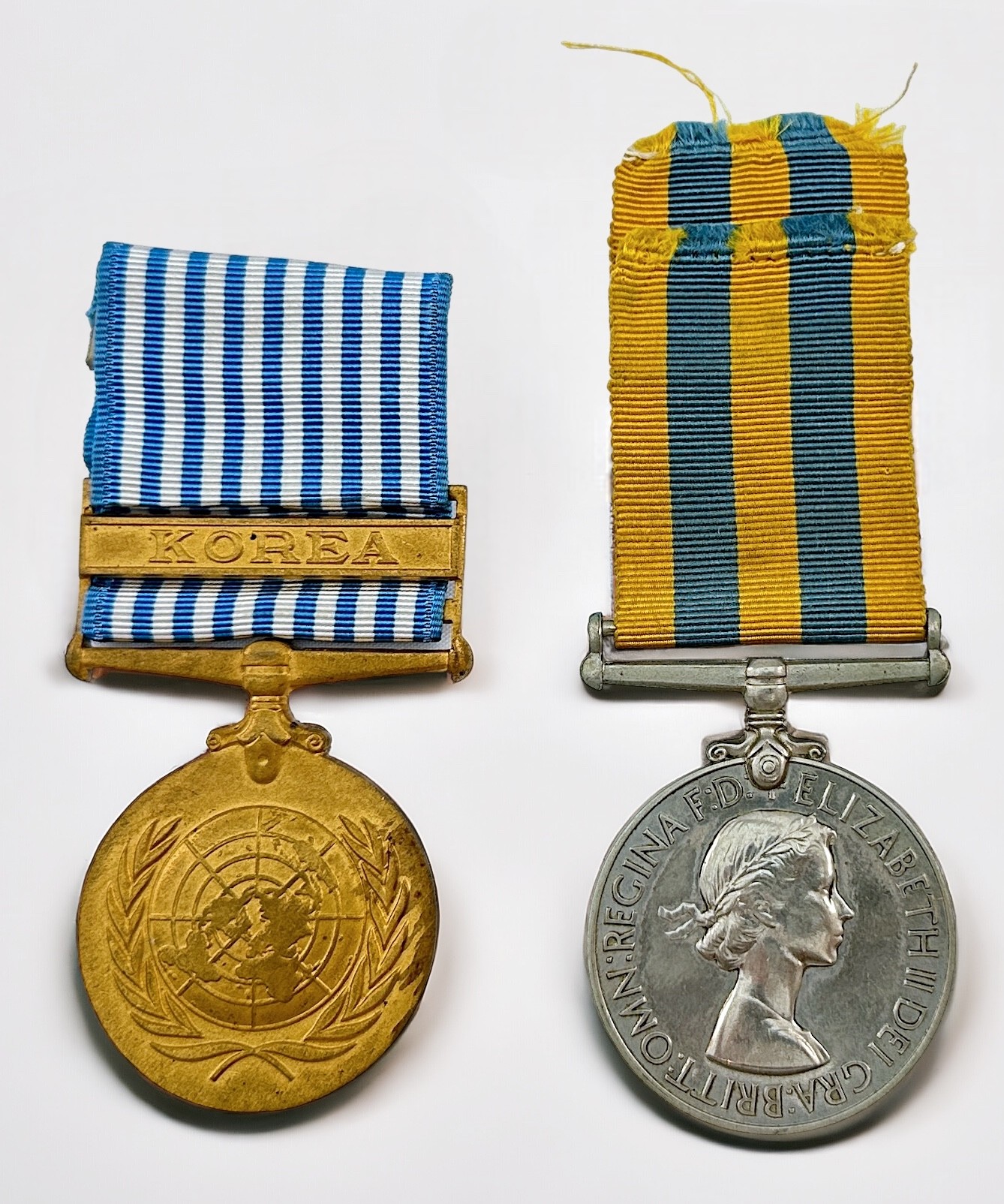 A Royal Army Service Corps Korea Medal and UN Korea Medal to T/22774586 DVR. T.N. EYNON. R.A.S.C.