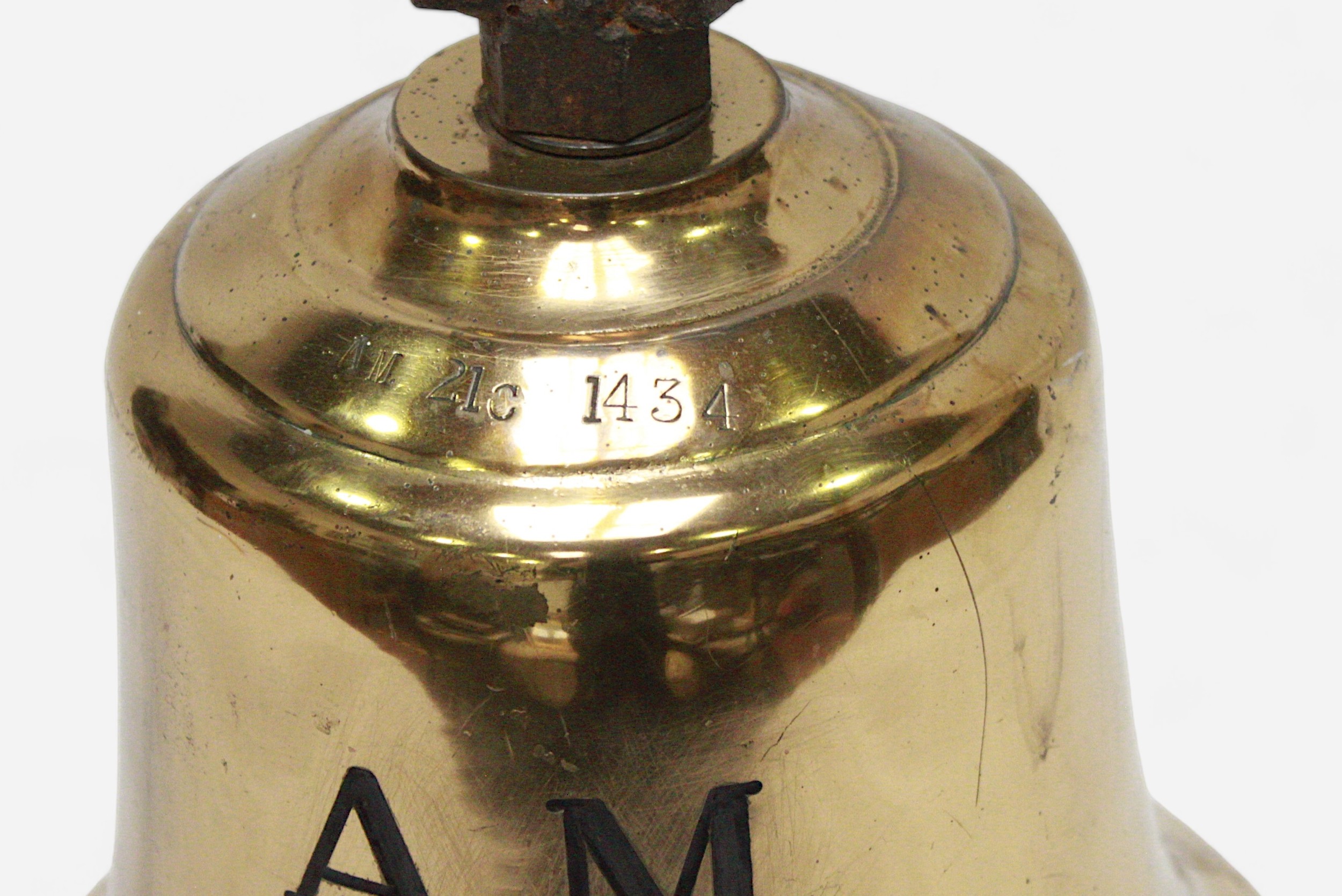 A WWII Air Ministry bronze/copper alloy scramble bell, stamped with ‘A.M.’ and dated 1940, and - Image 2 of 3