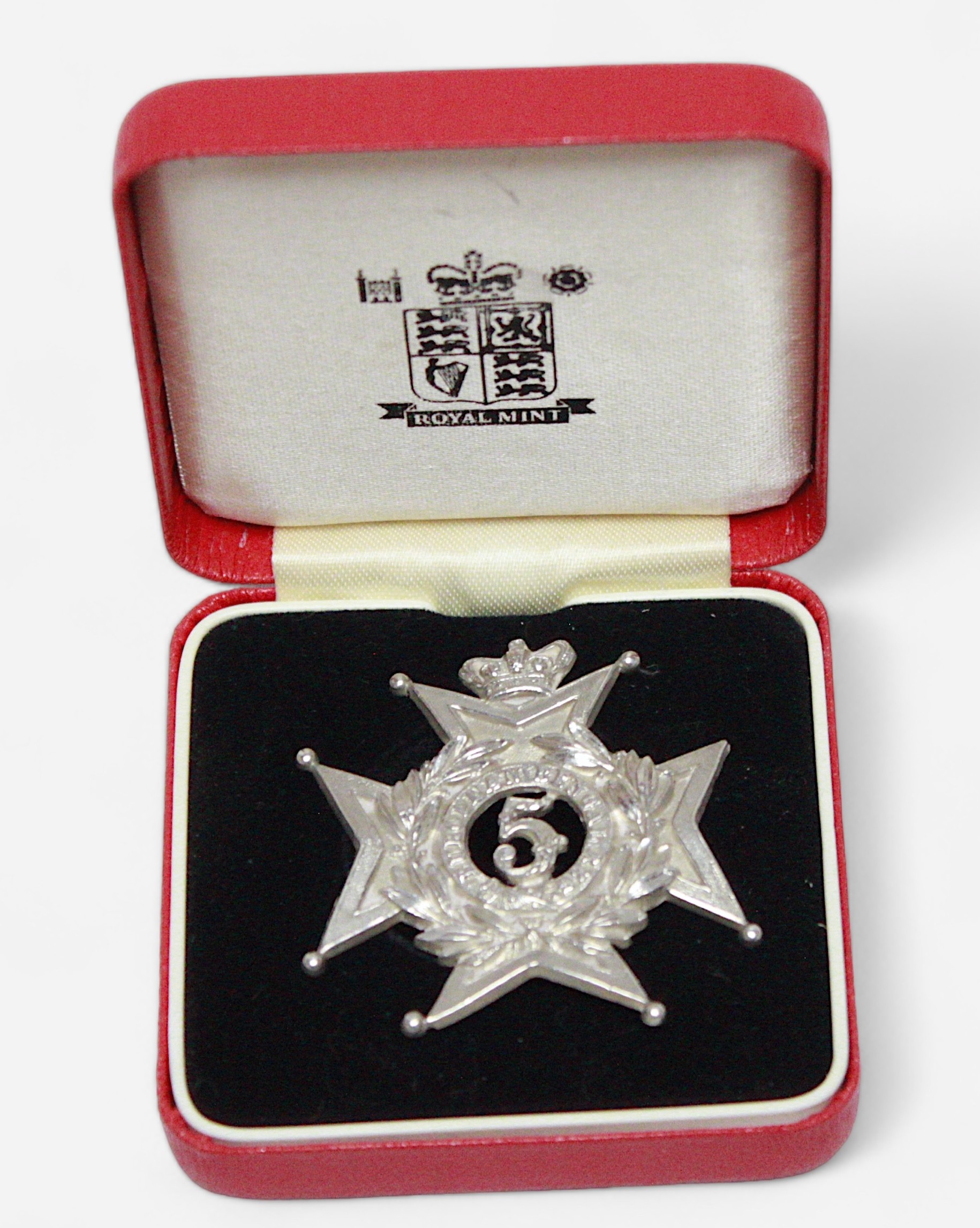 A rare 5th Bengal European Regiment cap badge, the central pierced section with the digit 5, - Image 2 of 3