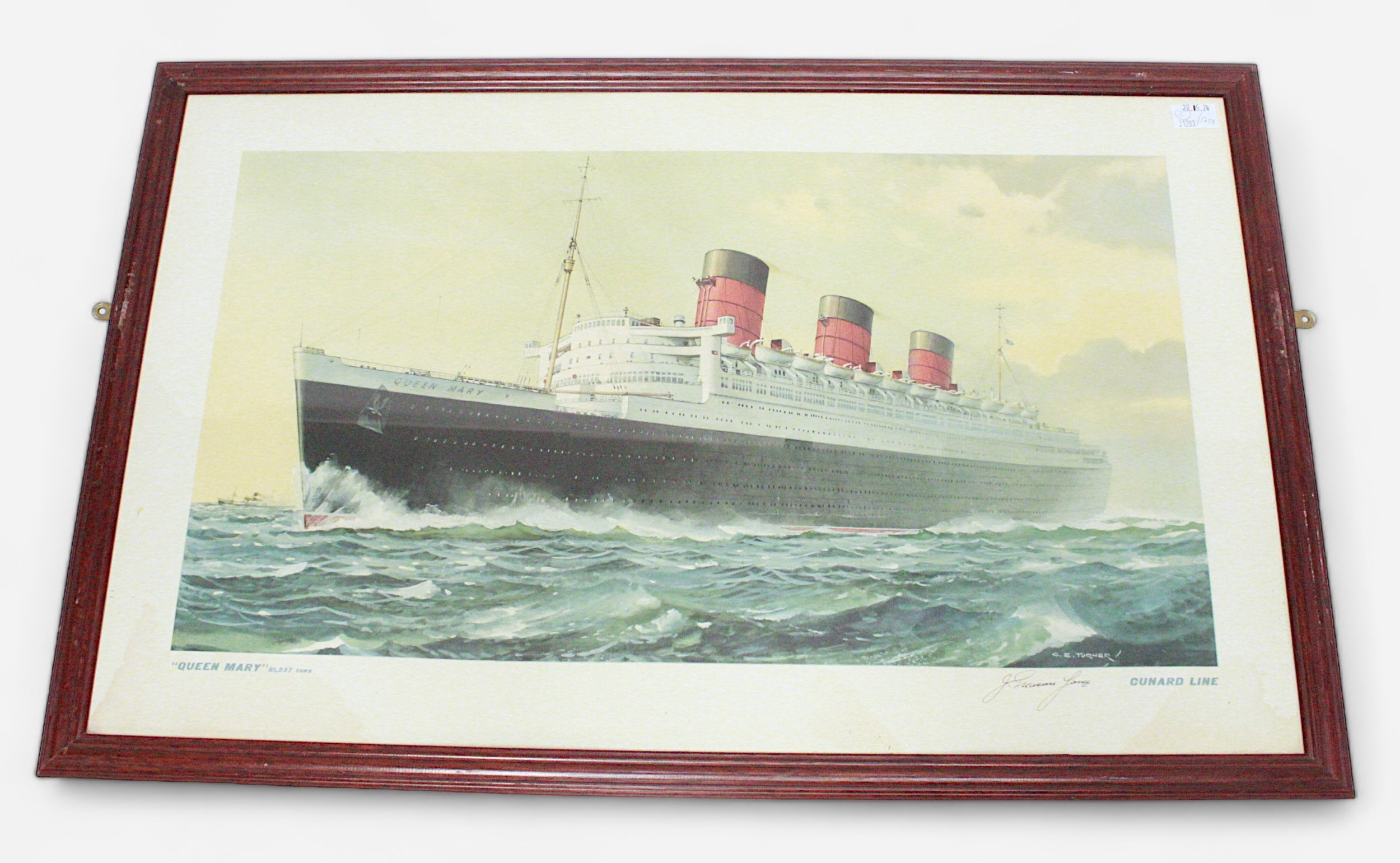 Two Cunard Line advertising posters for ‘Queen Elizabeth’ and ‘Queen Mary’, after Charles E - Image 3 of 3