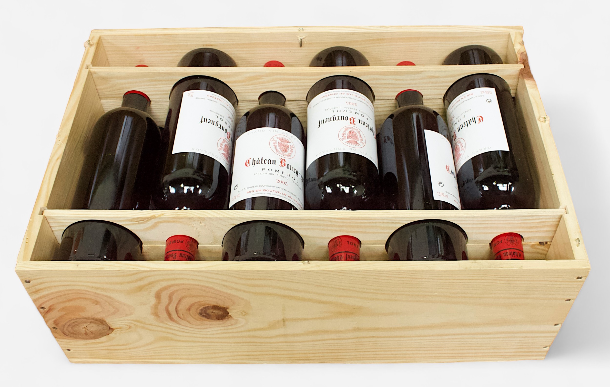 A case of twelve 75cl bottles of Chateau Bourgneuf Pomerol, Grand vin de Bordeaux, 2005 vintage, all - Bild 2 aus 2