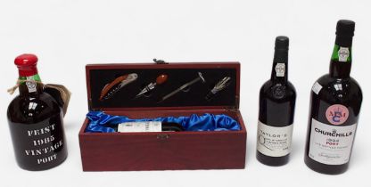 Four various bottles of vintage port, comprising Taylor’s Quinta De Vargellas, 1986, 75cl, 20.5%