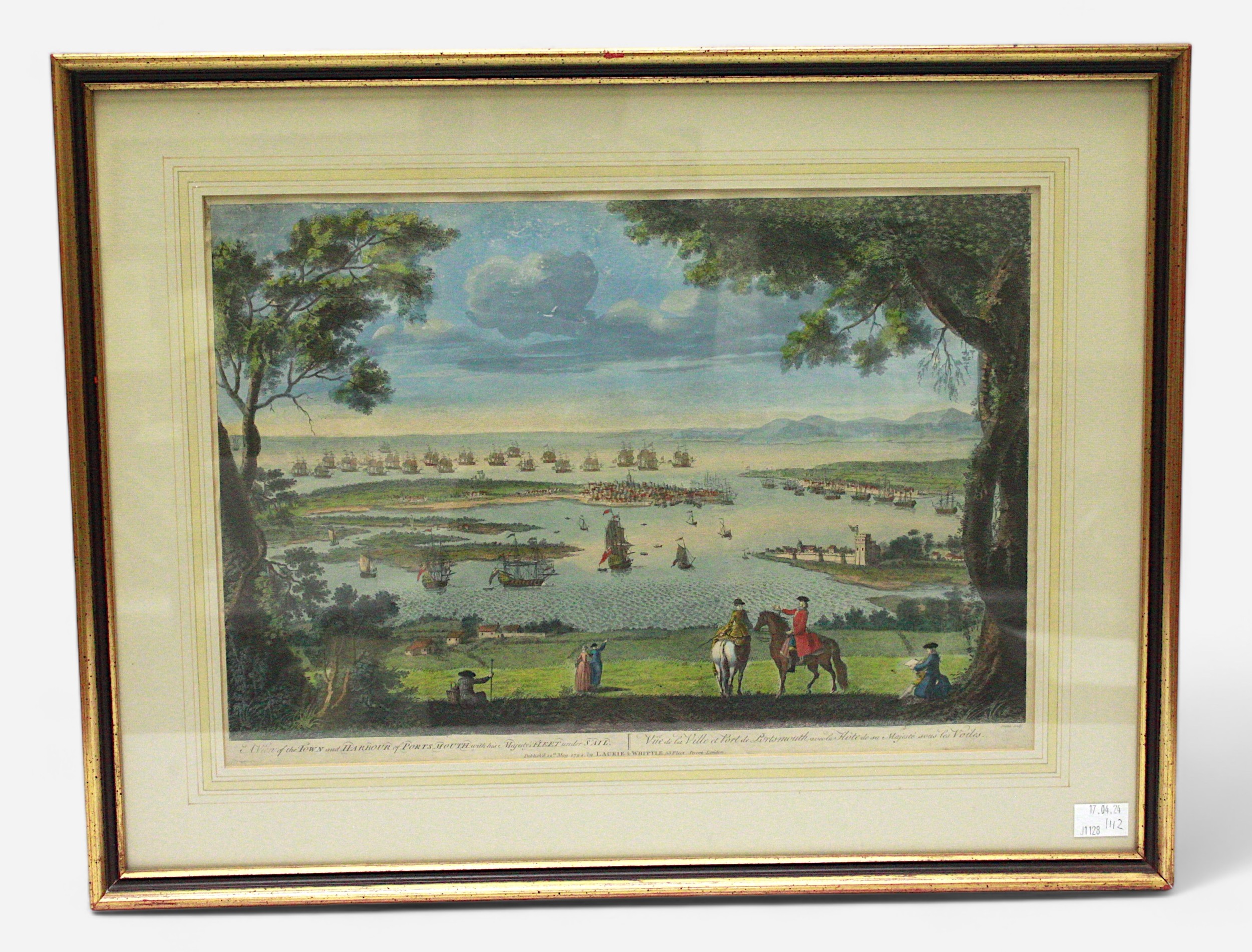 After A. Manageot, A late 18th Century hand-coloured engraved print, ‘A view of the Town and Harbour