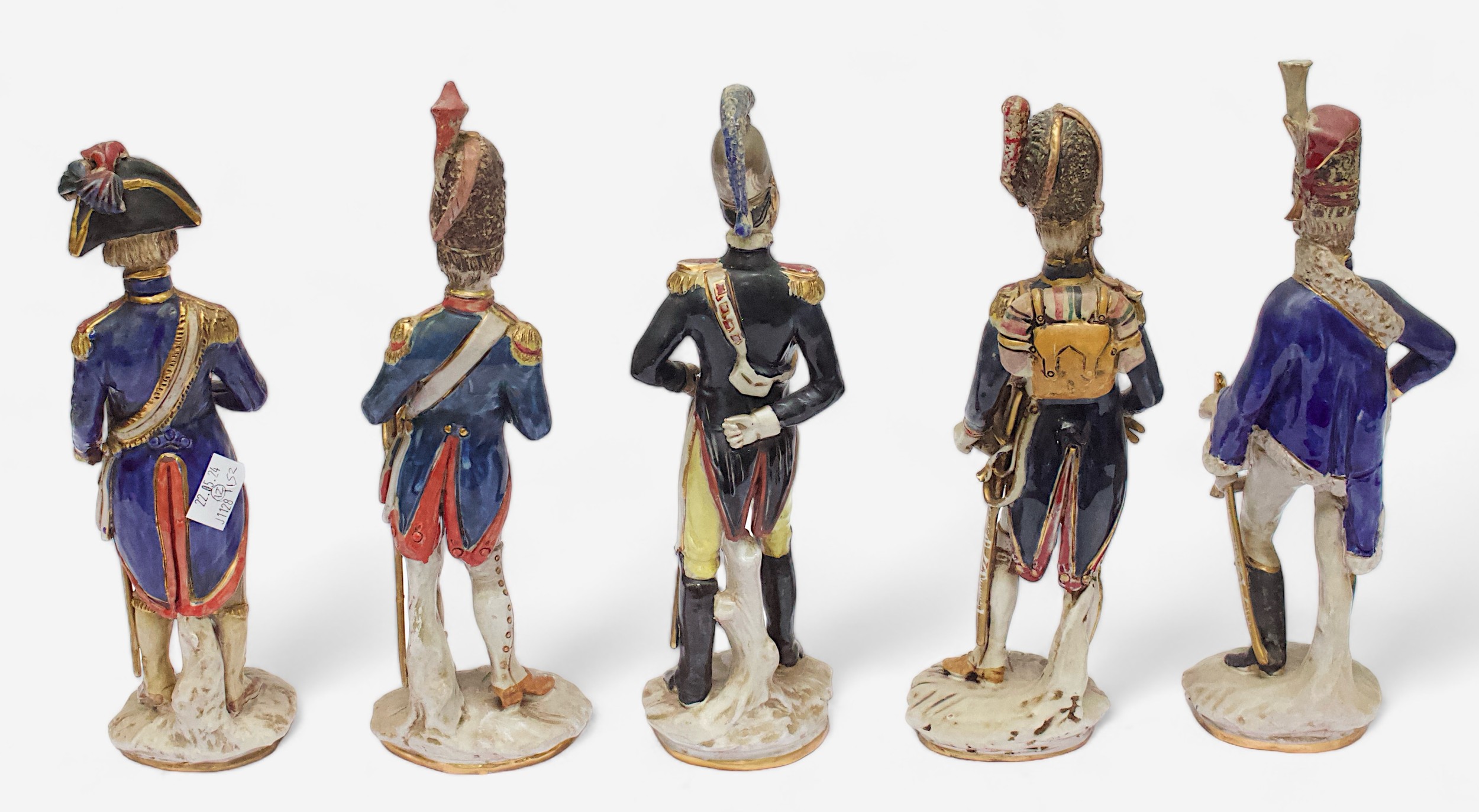 Twelve Italian Porcelain figures of French and European Military figures, each inscribed to the - Image 3 of 6