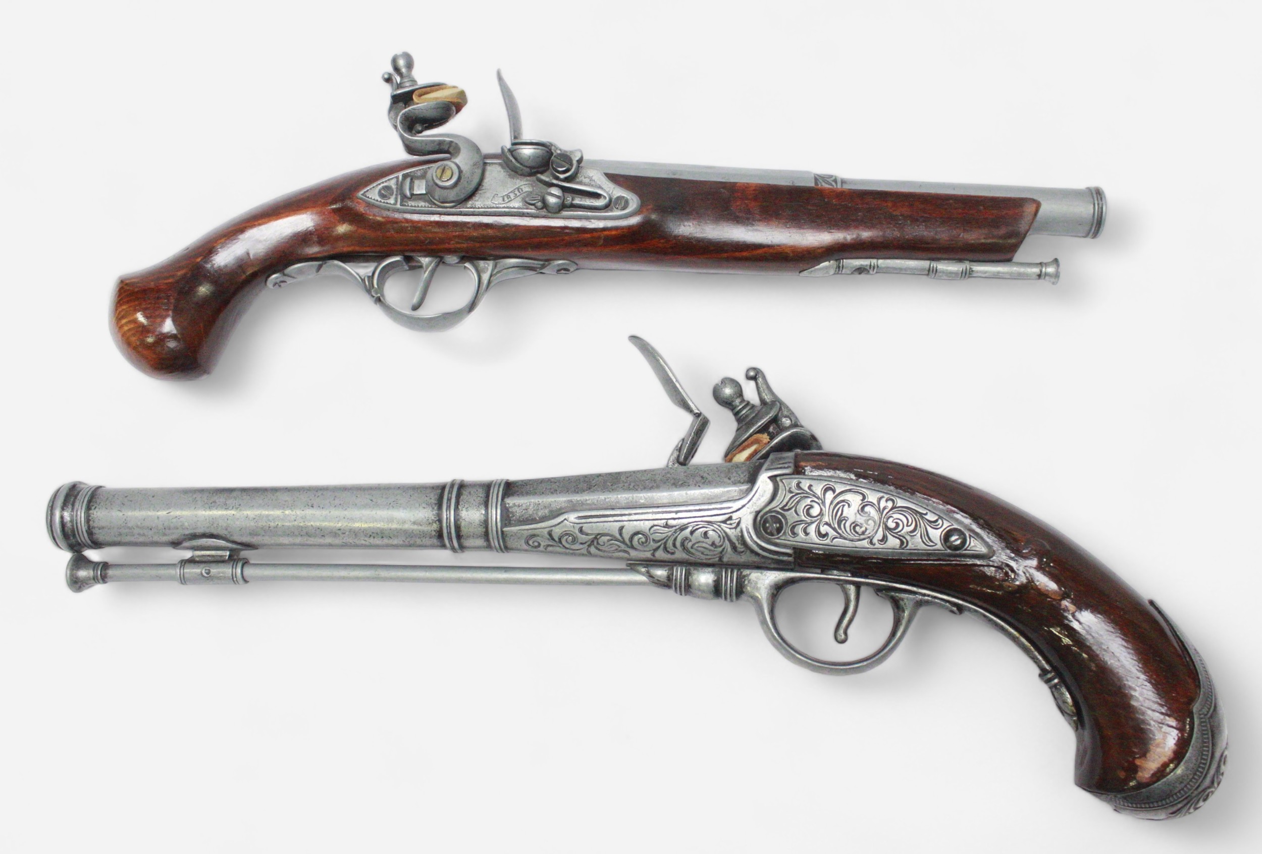 Two various decorative Flintlock 'style' Pistols with half and full-wooden stocks. (2) - Bild 2 aus 2