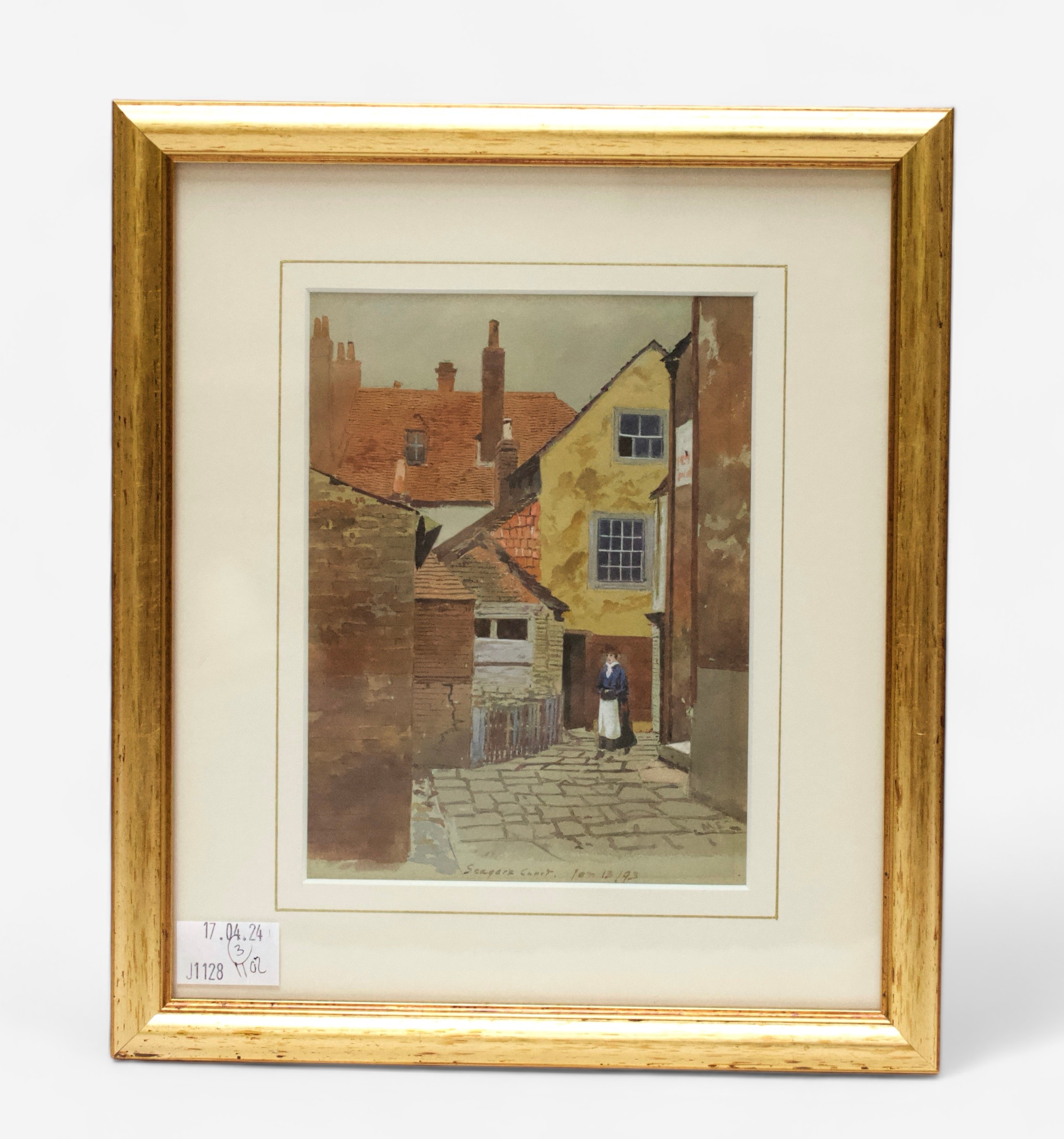 Martin Snape (1852-1930), ‘Seagers Court Portsmouth’. Watercolour, signed with initials, dated 1893, - Image 2 of 4
