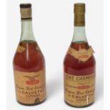 J. Calvet & Cie. Two various bottles of Calvet V.V.S.O.P. Cognac Fine Champagne, one label reads ‘