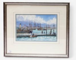 Colin M. Baxter (b.1963), ‘HMS Victory moored near The Ferry Hard, Gosport, circa 1890,’ signed,