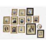 Thirteen various mounted and framed portrait miniatures of 18th and 19th Century Naval Officers,