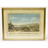 After I Waters. A South East View of Portsmouth, a hand coloured 18th century engraving with a