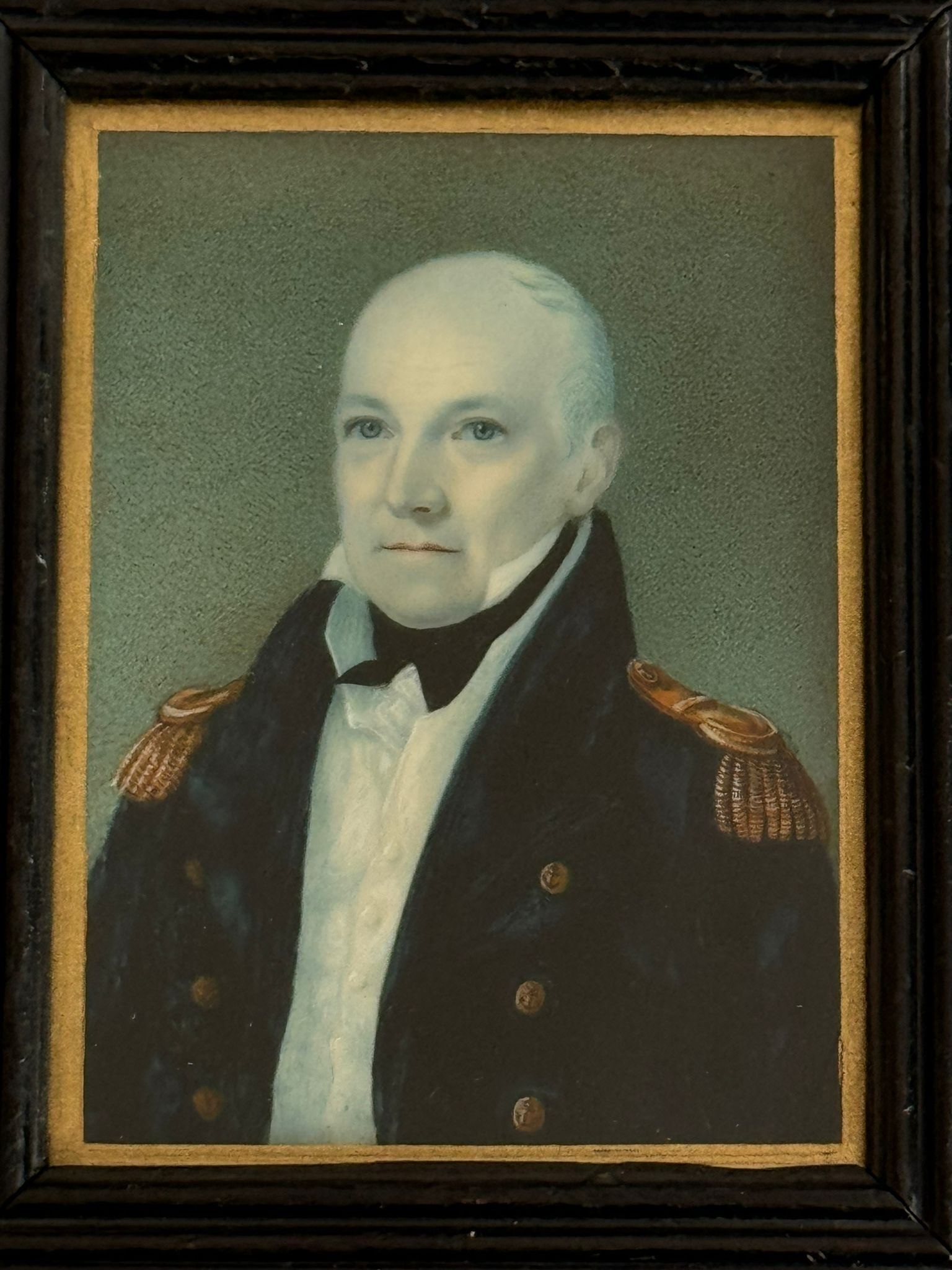 An early 19th century rectangular portrait miniature of a middle-aged senior Naval officer, with