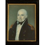 An early 19th century rectangular portrait miniature of a middle-aged senior Naval officer, with