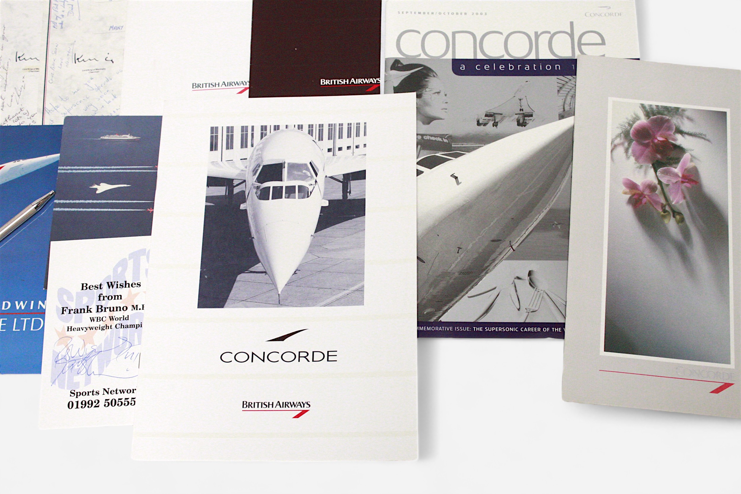 A small collection of assorted Concorde ephemera including signed flight certificates, a pen, a case - Image 4 of 4