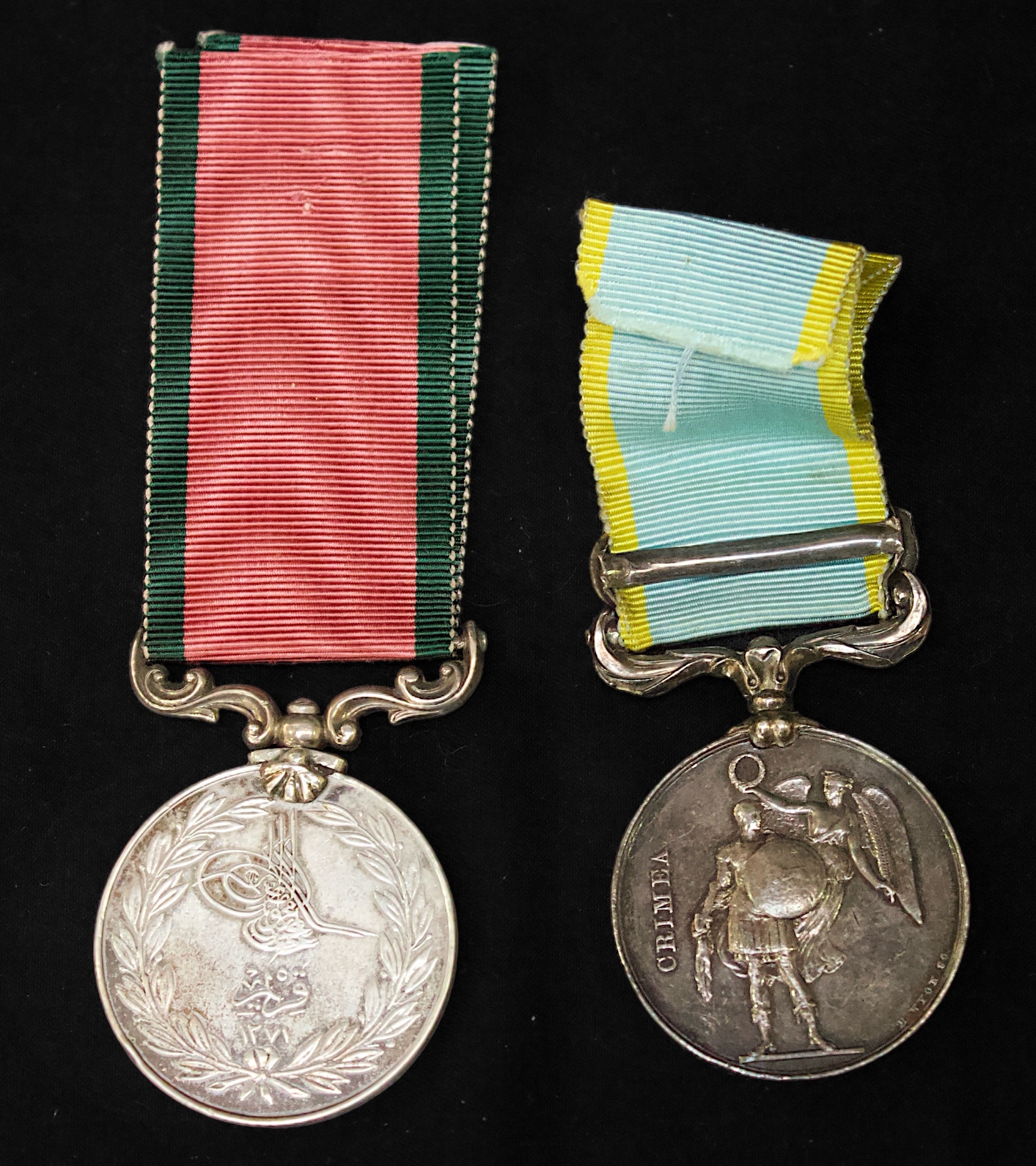 A Queen Victoria Crimea Medal with Sebastopol Clasp to 'G. JOHNSON H.M. SHIP ALGIERS, with ribbon, - Image 2 of 2