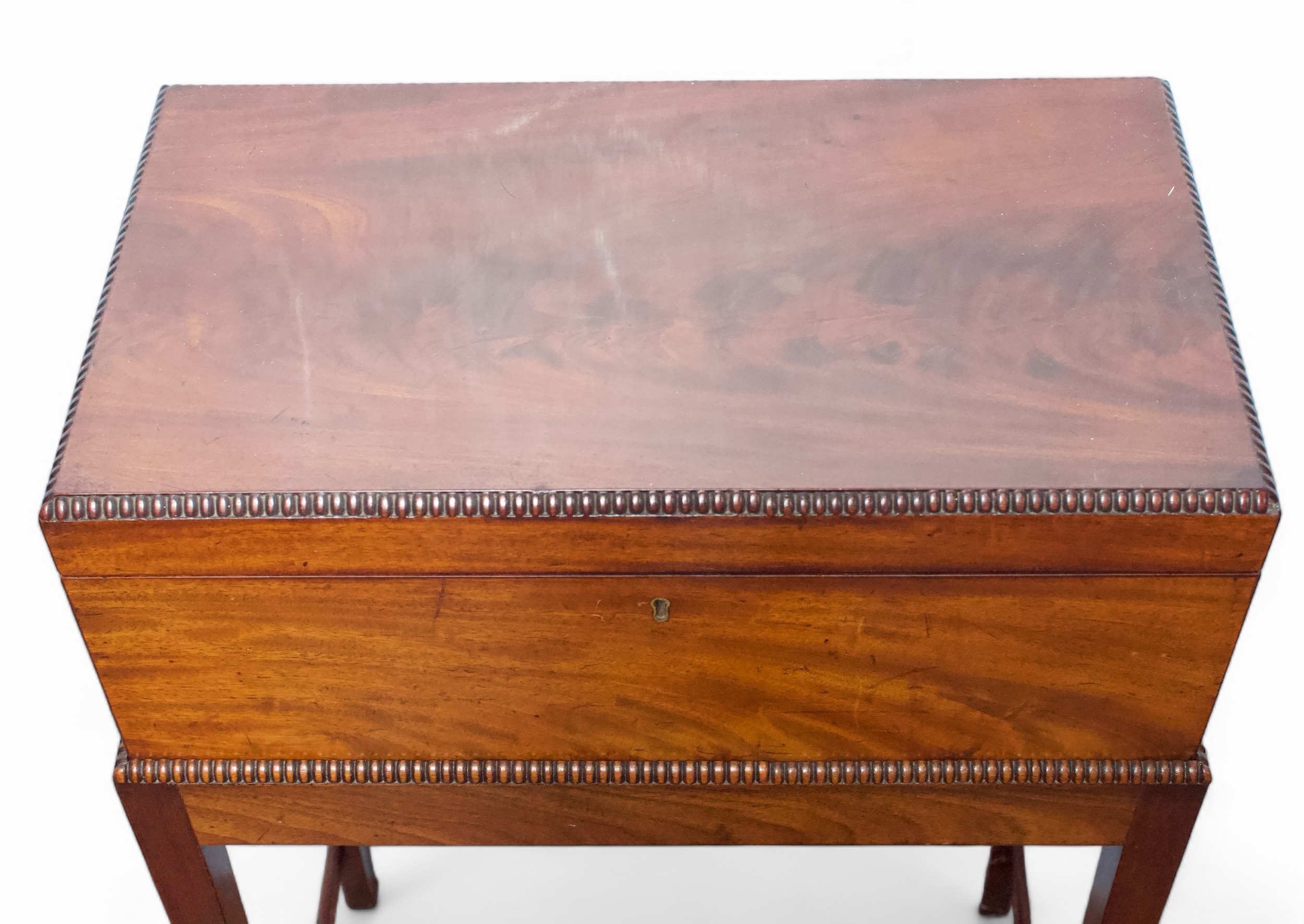 A mahogany campaign style writing slope on stand, of rectangular form and gadrooned detail to top - Image 3 of 3