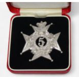 A rare 5th Bengal European Regiment cap badge, the central pierced section with the digit 5,