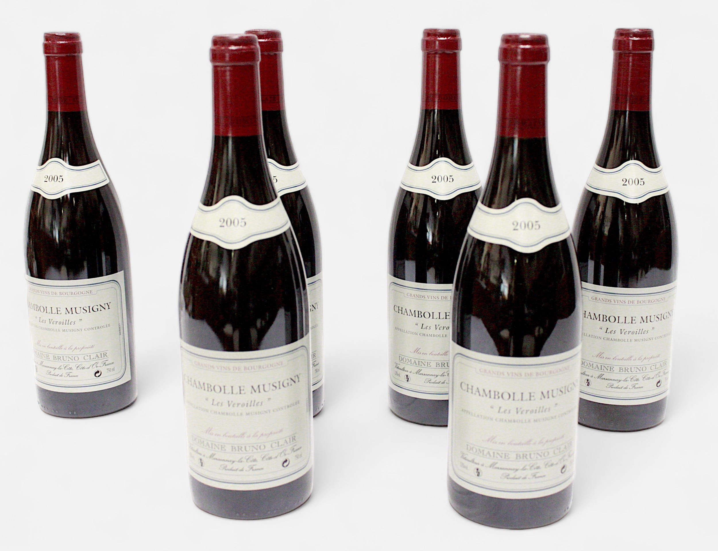 Six bottles of 2005 Domaine Bruno Clair, Chambolle-Musigny Premier Cru, Les Veroilles, 75cl