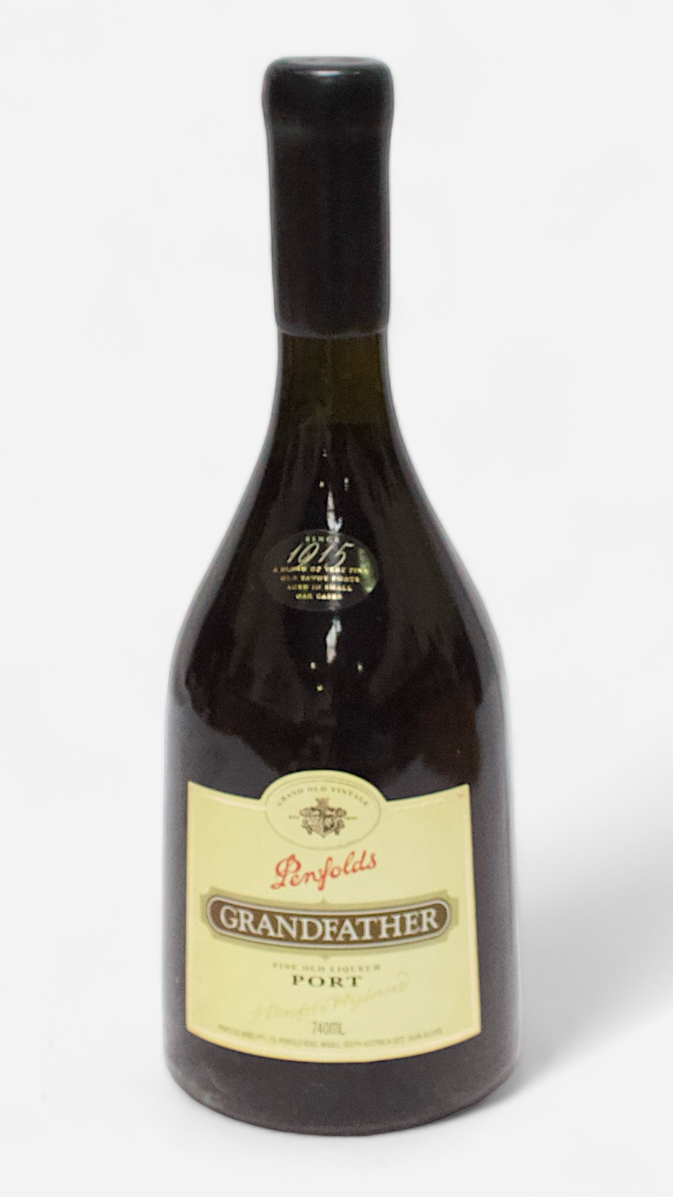 A bottle of Penfolds Grandfather Fine Old Liqueur Port, 74cl, 19% vol, housed in branded