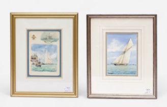 Colin M. Baxter. An original blank menu from the Royal Yacht Victoria & Albert painted with a