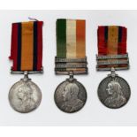 A Queen's South Africa Medal with two clasps Natal and Orange Free State, (name worn of filed),