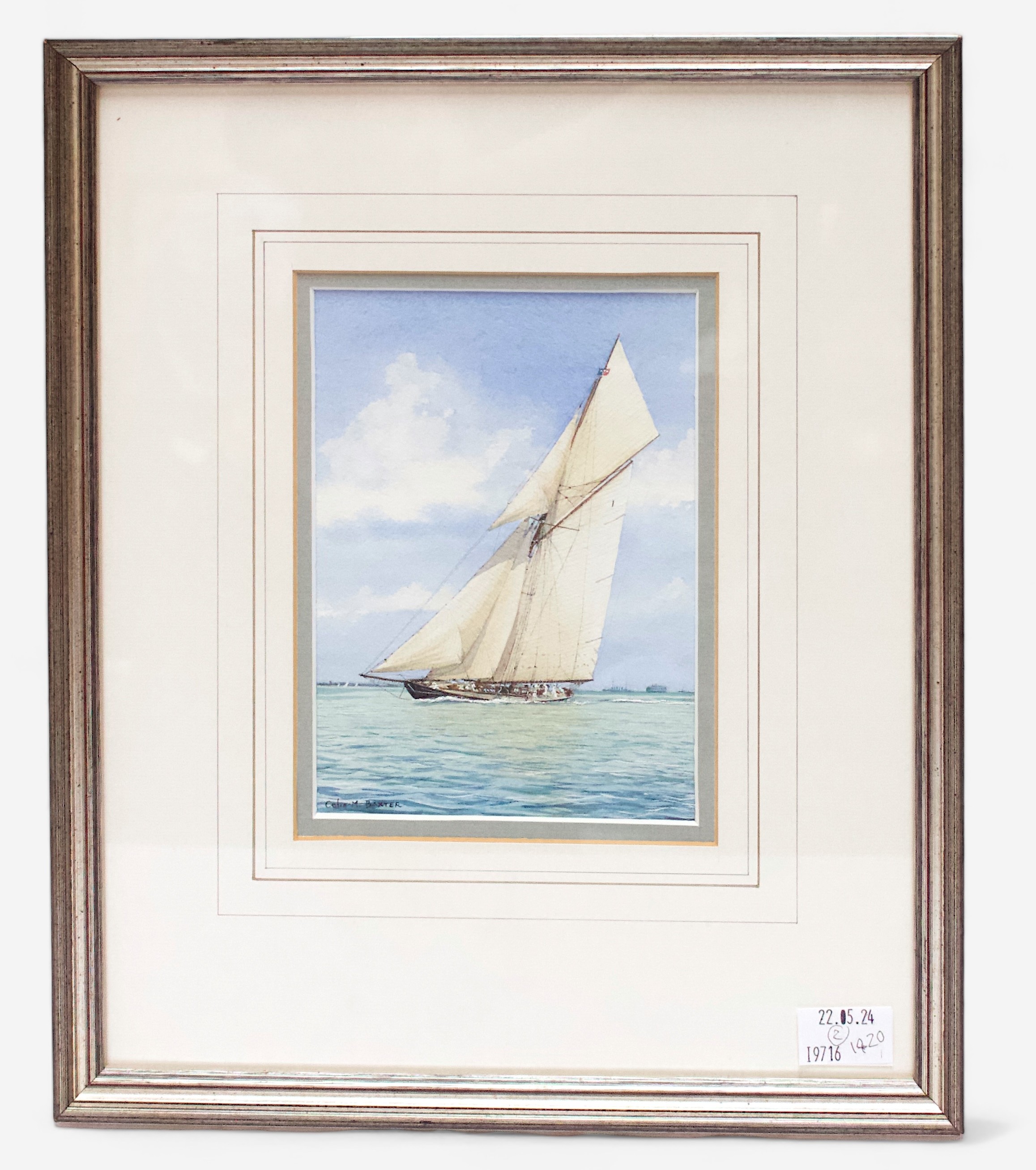 Colin M. Baxter. An original blank menu from the Royal Yacht Victoria & Albert painted with a - Image 3 of 3