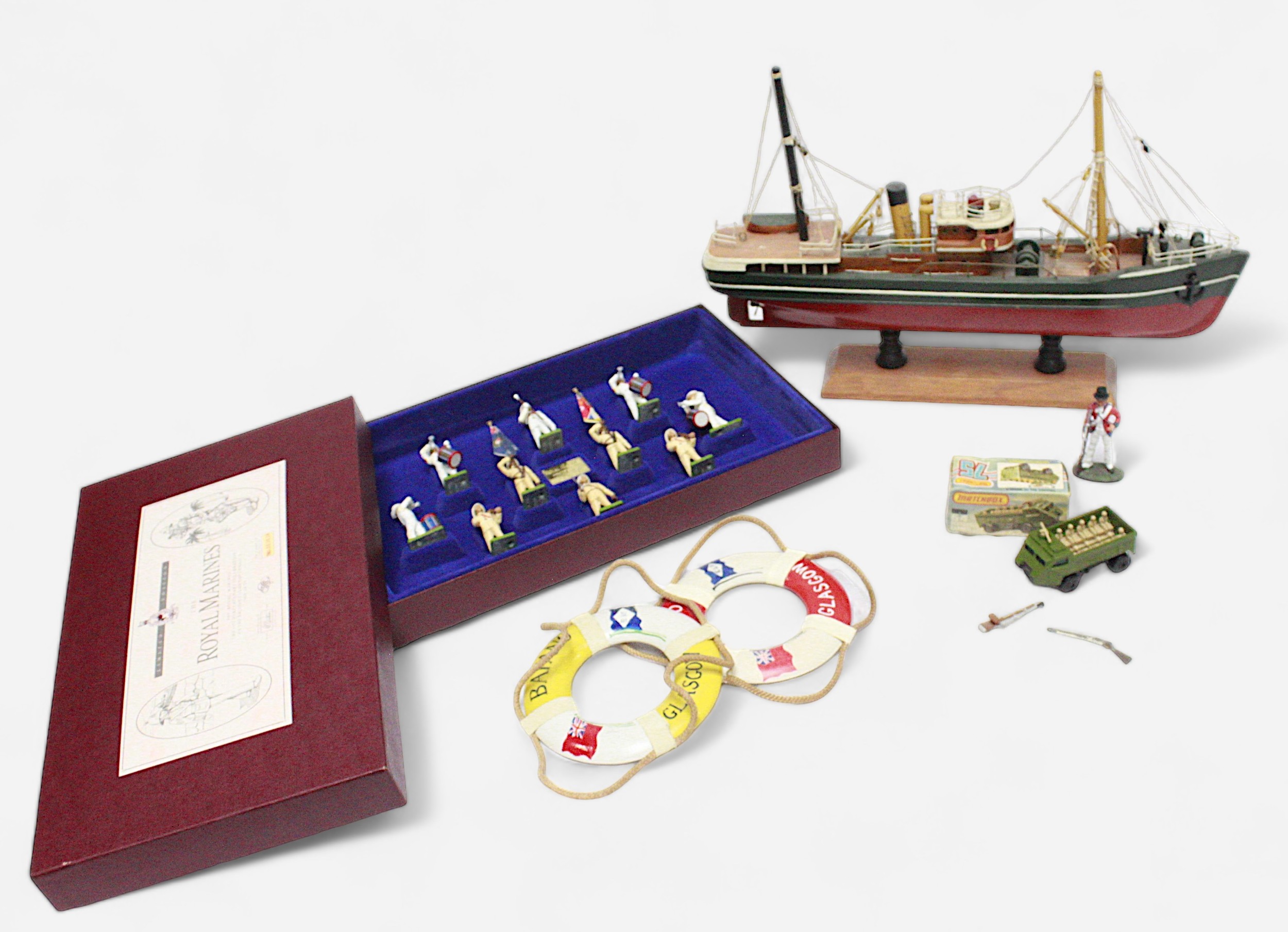 A boxed Britain’s ‘The Royal Marines’ ten-piece figure set to commemorate the 1955 Tercentenary