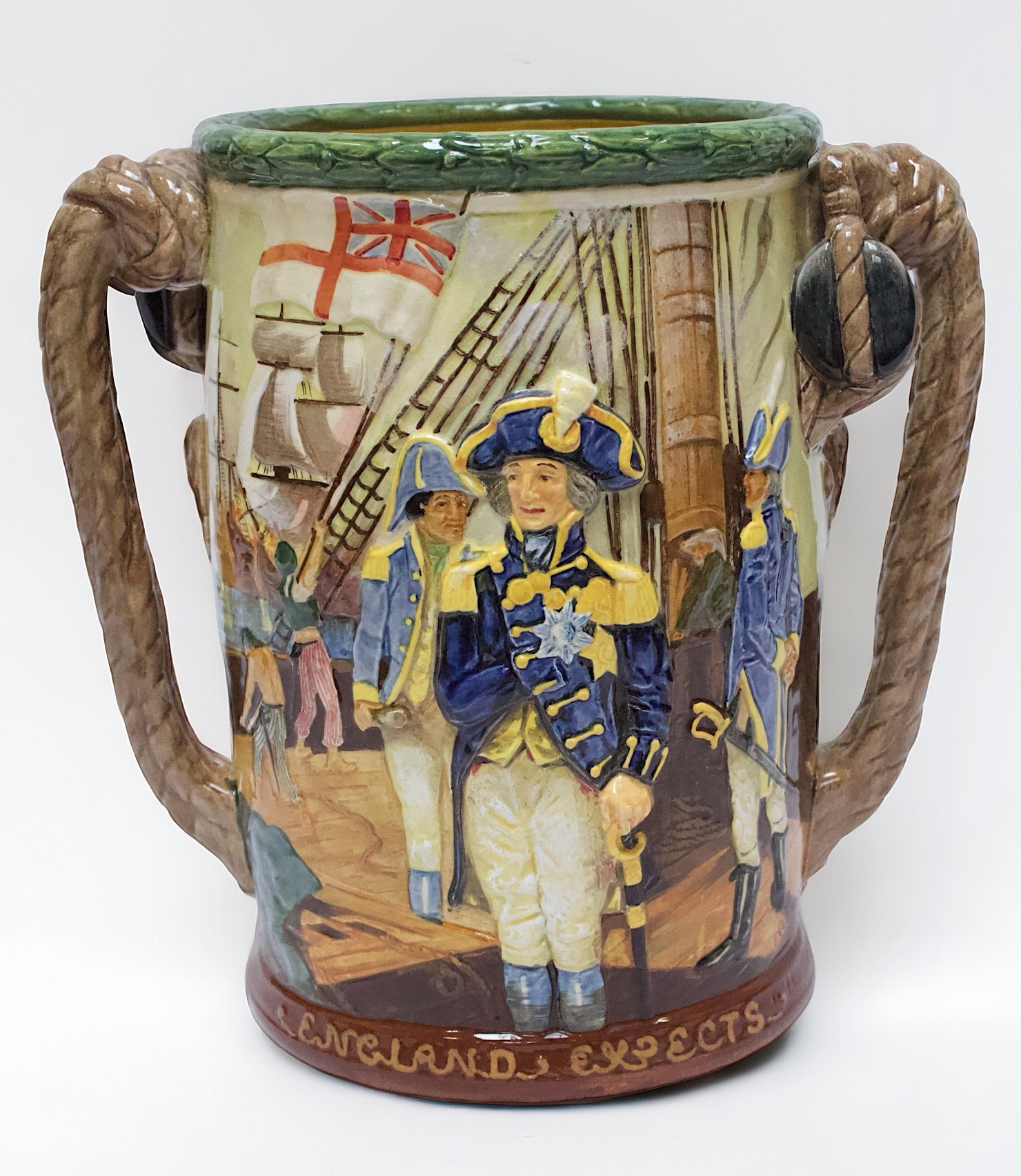 A Royal Doulton loving cup, 'Nelson’, designed by Charles Noke and Harry Fenton, with inscriptions ' - Image 2 of 4