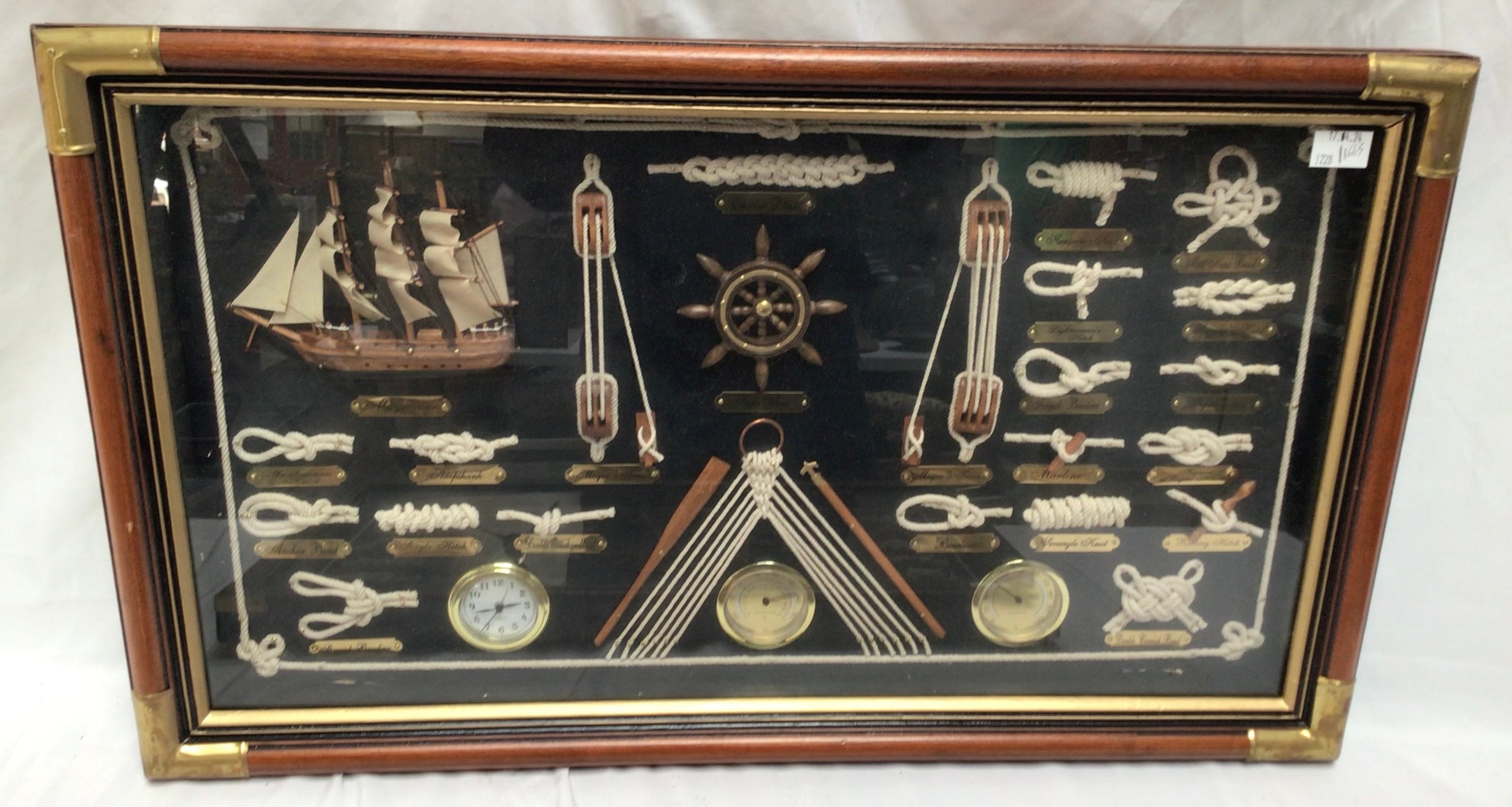 Two framed montages depicting examples of nautical knots, with annotated brass plaques, in brass - Image 2 of 2