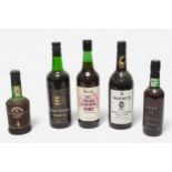 Five various bottles of port, including Warre’s Quinta da Cavadinha, 1979, 75cl, 20% vol, Harrods