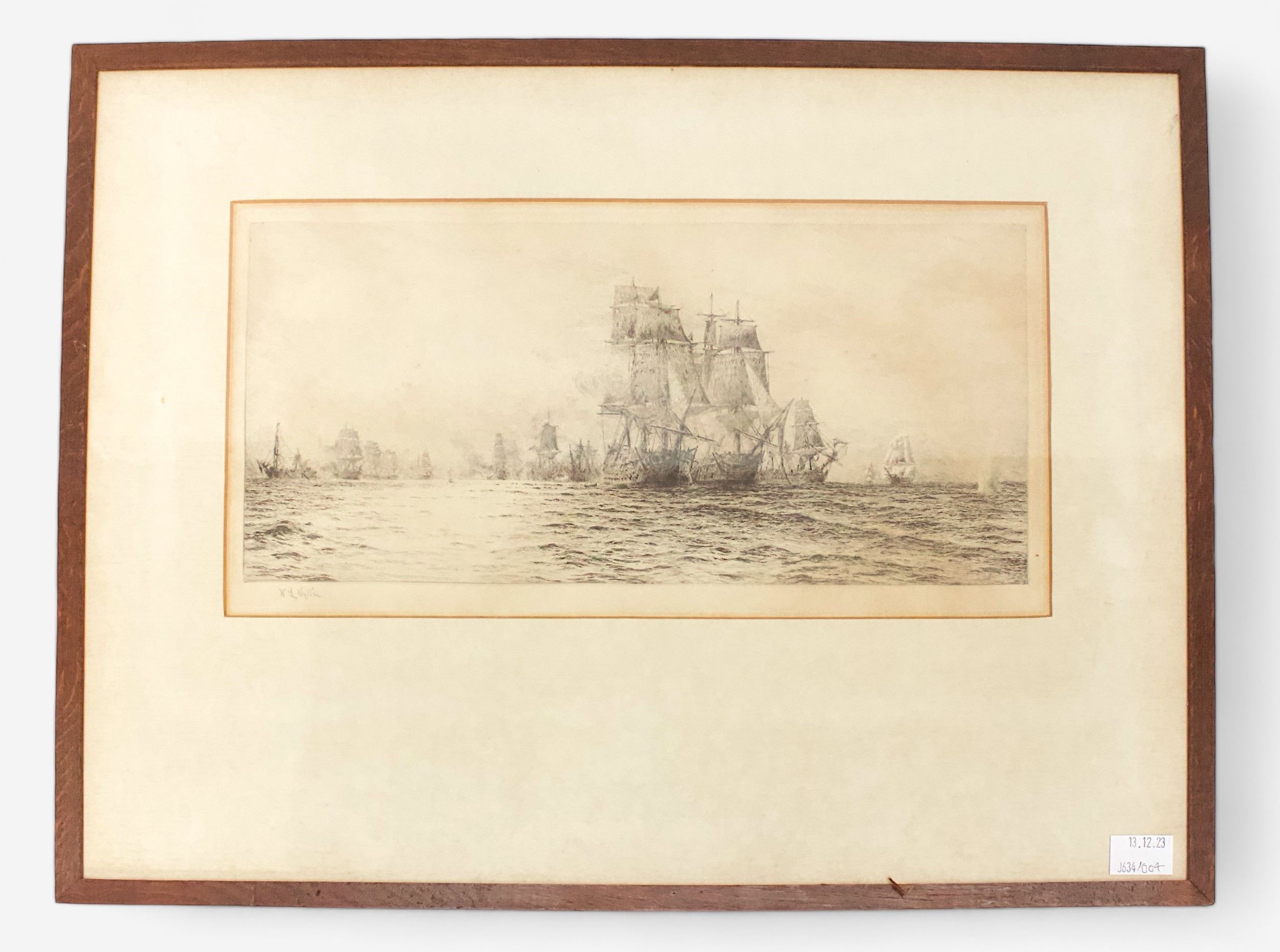 William Lionel Wyllie RA (1851-1931), Battle of Trafalgar scene, signed in pencil lower left,