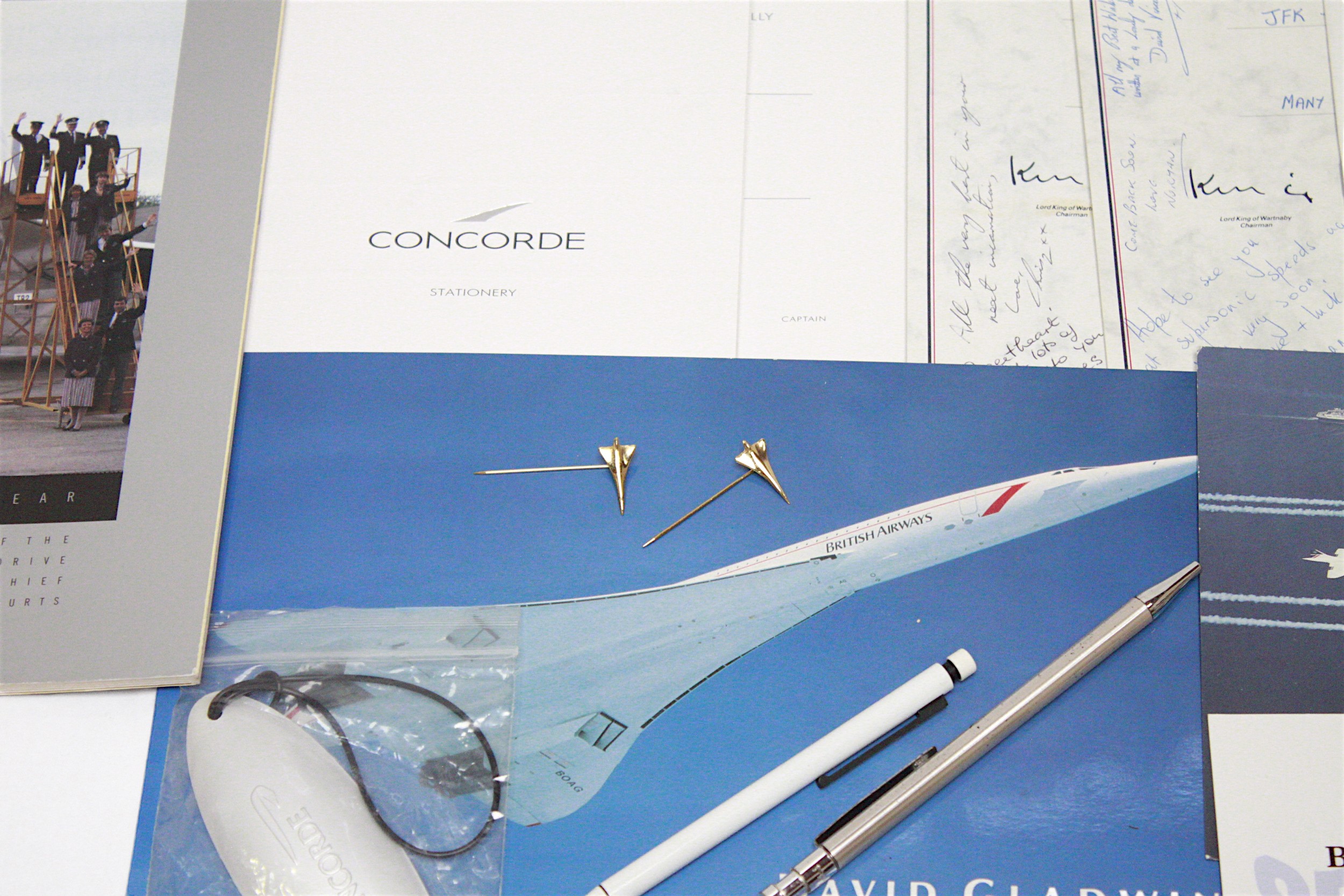 A small collection of assorted Concorde ephemera including signed flight certificates, a pen, a case - Image 2 of 4