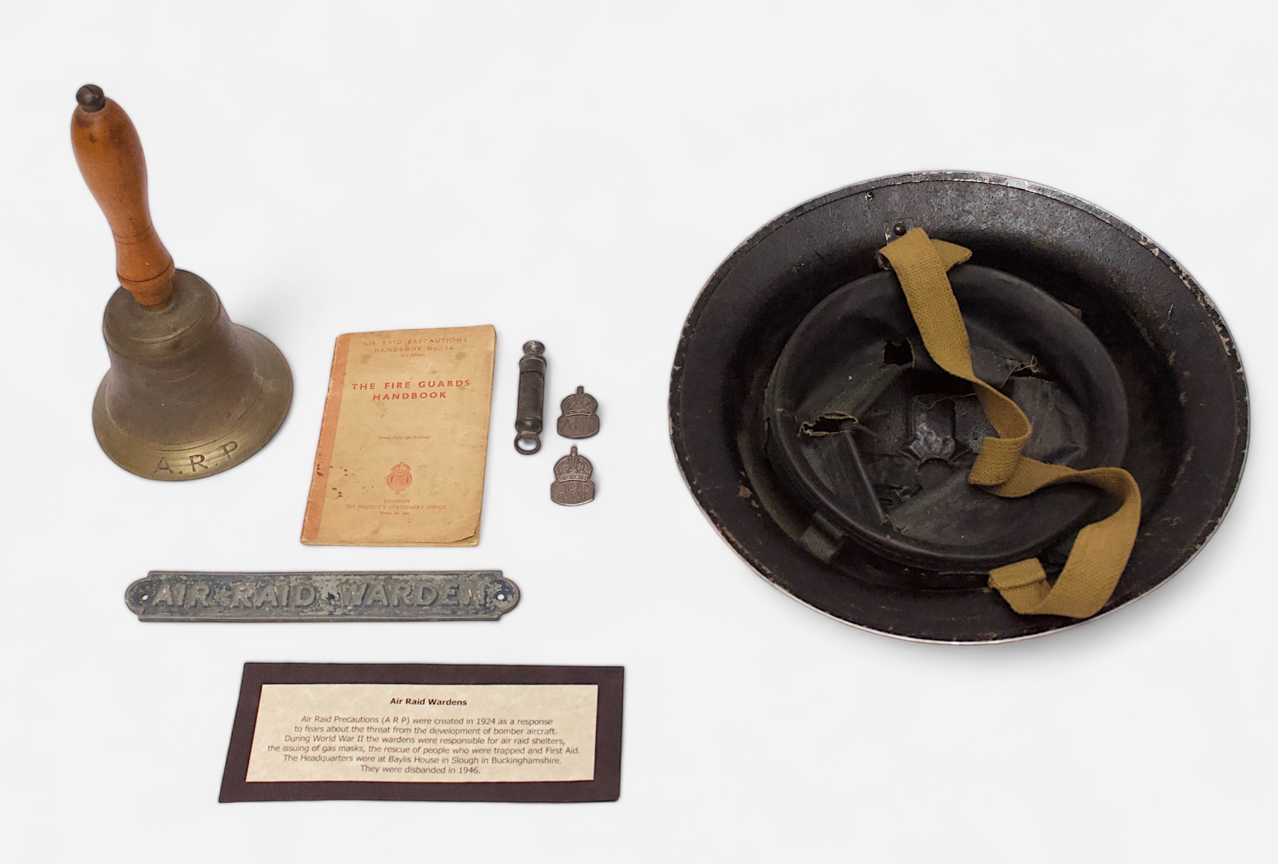A collection of British WWII Air Raid Precautions (ARP) collectables, comprising a black painted - Bild 2 aus 3